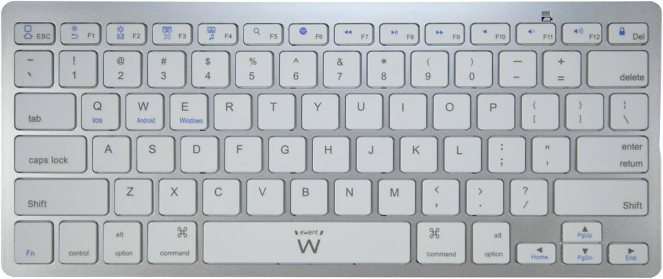 ewent Draadloos Ultradun Bluetooth Toetsenbord EW3163 QWERTY US Wit, zilver