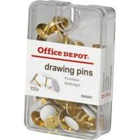 Office Depot Punaises Plat Metaal Wit Pak van 100 stuks