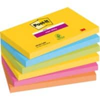 Post-it Carnival Super Sticky Notes 127 x 76 mm Kleurenassortiment Rechthoekig Blanco 6 blokken à 90 Vellen