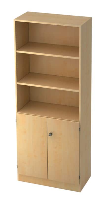 Hammerbacher Kast Gemelamineerde spaanplaat 4 Planken Afsluitbaar 800 x 420 x 2.004 mm Ahorn Bruin