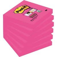 Post-it Super Sticky Notes 76 x 76 mm Magenta Vierkant Blanco 6 blokken à 90 Vellen