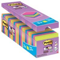 Post-it Super Sticky Notes 76 x 76 mm Neon Kleuren 90 Vellen Voordeelpak 21 blokken + 3 GRATIS