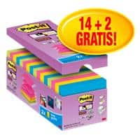 Post-it Super Sticky Z-Notes 76 x 76 mm Neon Kleuren 90 Vellen Voordeelpak 14 + 2 GRATIS