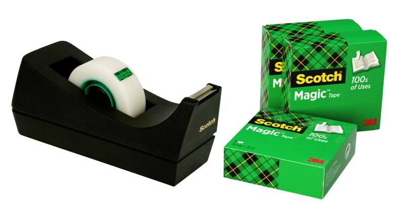 Scotch Plakbandhouderset Scotch Magic C38 Zwart 92 mm (B) x 33 m (L) Kleine kern