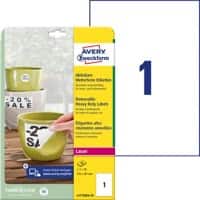 Avery Speciale etiketten L4775REV-20 Klevend A4 Wit 210 x 297 mm 20 Vellen à 1 Etiketten