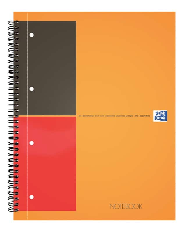 OXFORD International Activebook Collegeblok met spiraal A4 Gelinieerd Spiraalbinding Glanzend plastic gecoat karton Kleurenassortiment Geperforeerd 160 Pagina's 5 Stuks à 80 Vellen