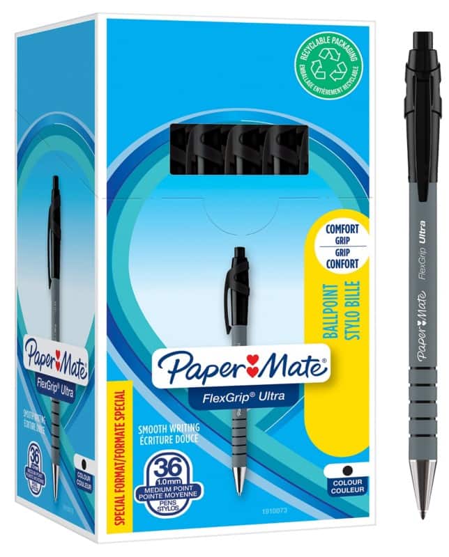 Papermate Flexgrip Ultra Intrekbaar Balpen Zwart 1 mm Medium Balpen 36 Stuks