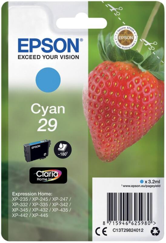 Epson 29 Origineel Inktcartridge C13T29824012 Cyaan