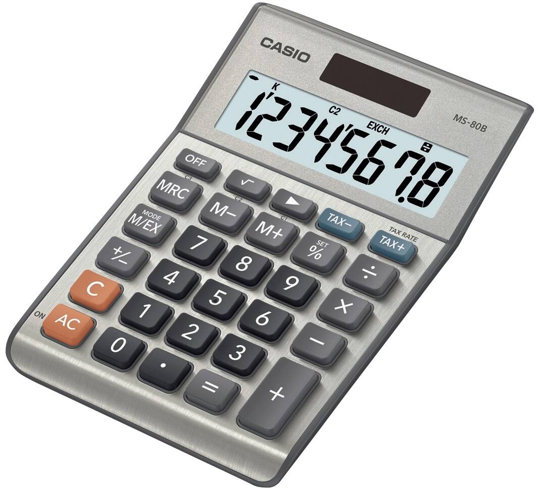 Casio Bureaurekenmachine MS-80B 8-cijferige display Grijs