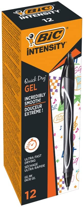 BIC Gel-ocity Quick Dry Intrekbaar Rollerballpen Zwart 0,3 mm Medium Rollerball 12 Stuks