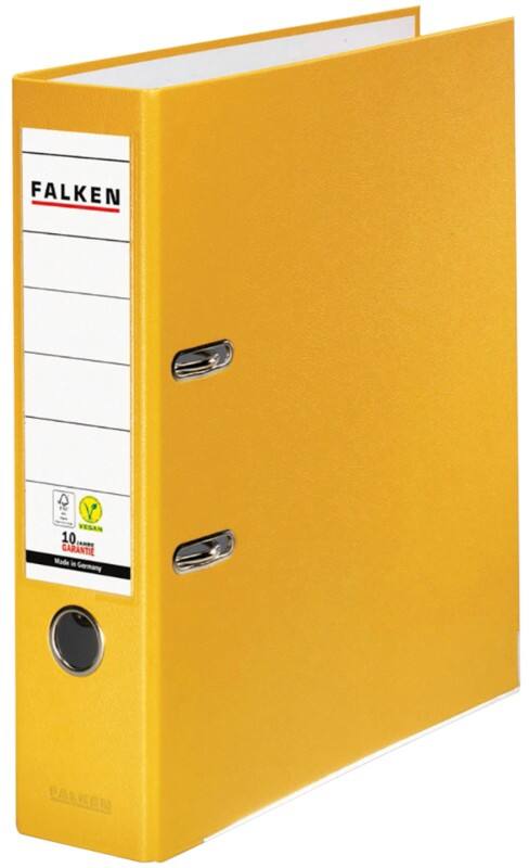 Falken PP-Color Breed Ordner A4 80 mm Geel 2 Ringen Karton, PP (Polypropeen)