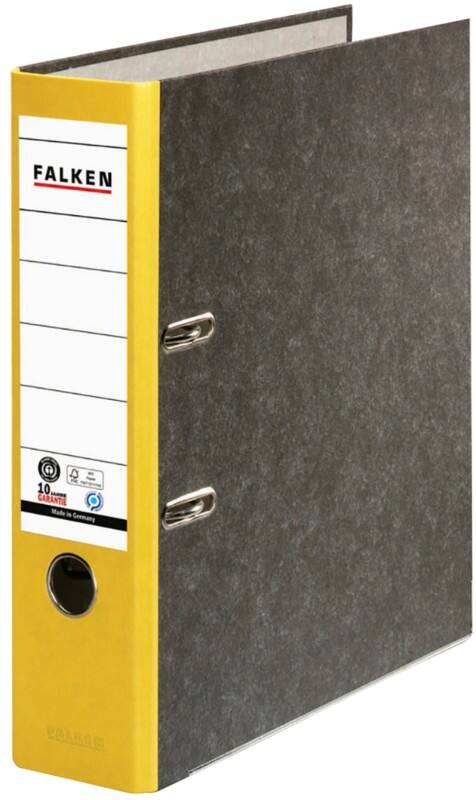Falken Breed Ordner A4 80 mm Geel 2 Ringen 80024813 Karton Wolkenmarmer