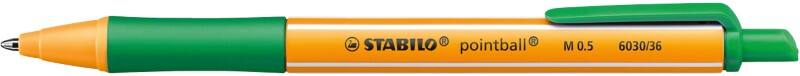 STABILO pointball Intrekbaar Balpen Groen 0,5 mm Medium Balpen Navulbaar 79% Gerecycled