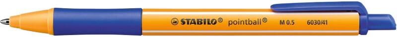 STABILO pointball 6030/41 Met drukknop Balpen Blauw 0,5 mm Medium Navulbaar 79% gerecycled  