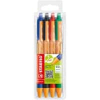 STABILO pointball inklapbaar Balpen Kleurenassortiment 0.5 mm Medium Balpen Navulbaar Recycled 4 Stuks