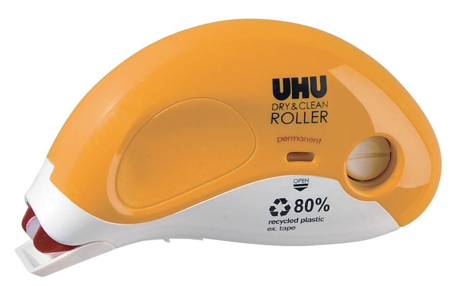 UHU Lijmroller Dry & Clean 8,4mm x 14m Geel