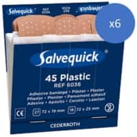 Salvequick Navulling plastic pleisters Kunststof 1,9 x 7,2 cm 6036 6 Pakken à 45 Strips