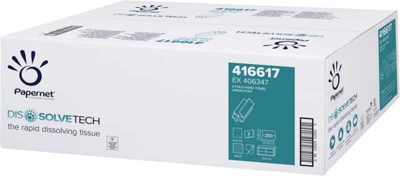 Papernet dissolve tech Handdoeken Z-vouw Wit 2-laags 416617 20 Stuks à 200 Vellen