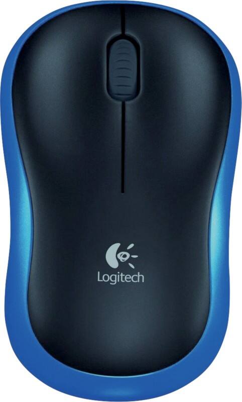 Logitech M185 Muis Draadloos Blauw, zwart Geschikt voor linkshandigen