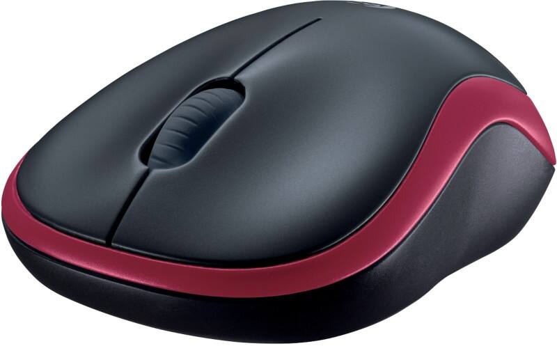 Logitech M185 Muis Draadloos Rood, zwart Geschikt voor linkshandigen