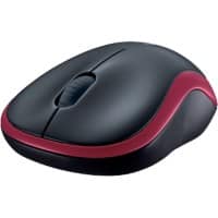 Logitech Draadloze Ergonomische Muis M185 Optisch voor Rechts- en Linkshandige gebruikers USB-A Nano ontvanger Rood, zwart