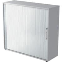 Hammerbacher Roldeurkast Melamine spaanplaat 2 Planken Afsluitbaar 1.200 x 400 x 1.100 mm Grijs, zilver