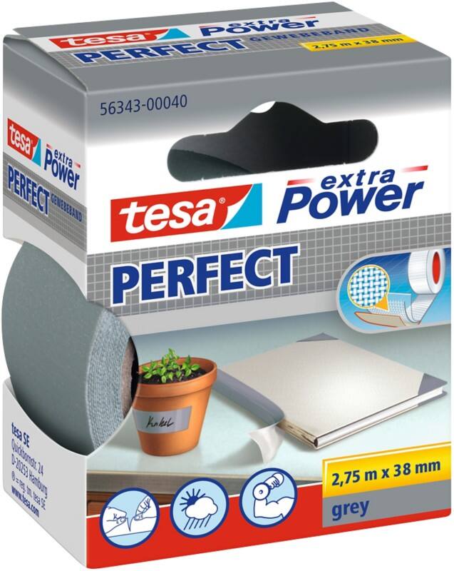 tesa Textieltape extra Power Perfect Grijs 38 mm (B) x 2,75 m (L)
