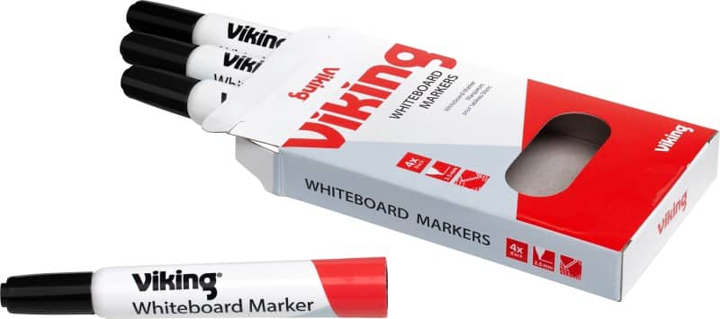 Viking WBM2,5 Niet-permanent Whiteboard-marker Zwart Medium Ronde punt 1 - 2,5 mm