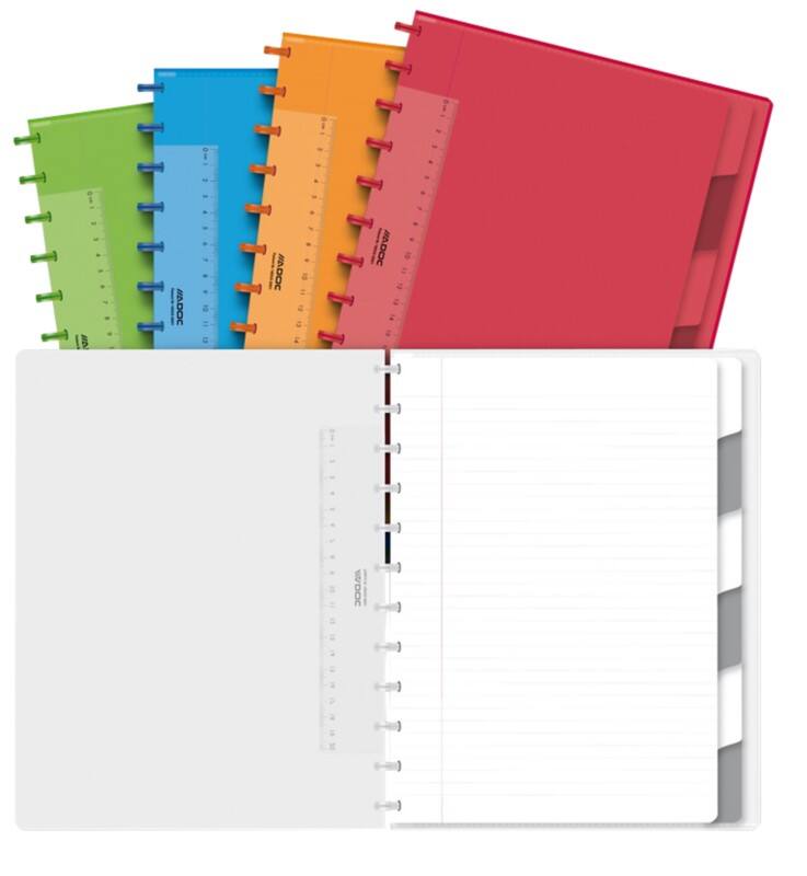 Adoc Colourlines Schrift A4 Gelinieerd Spiraal gebonden PP (Polypropeen) Kleurenassortiment 144 Pagina's
