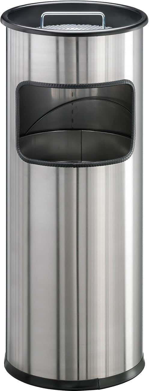 DURABLE Roestvrij staal Prullenbak met asbak 17 l 26 x 26 x 62 cm Zilver
