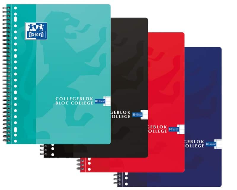 OXFORD Schrijfblok A4 Gelinieerd Spiraal gebonden Karton Kleurenassortiment Geperforeerd 160 Pagina's