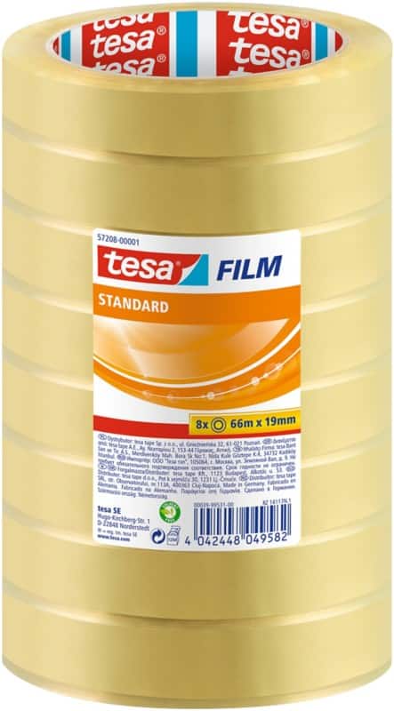 tesa Verpakkingstape tesafilm 57208 Transparant 19 mm (B) x 66 m (L) PP (polypropeen) 8 Rollen
