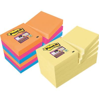 Post-it Super Sticky Notes 47,6 x 47,6 mm Kleurenassortiment Vierkant Blanco 24 blokken à 90 Vellen