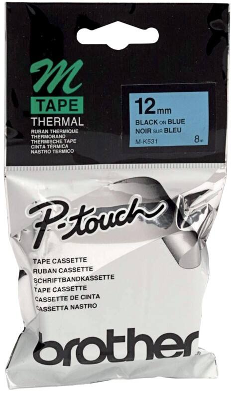 BROTHER Etiketteertapecassette P-Touch MK531BZ Zwarte opdruk op blauw