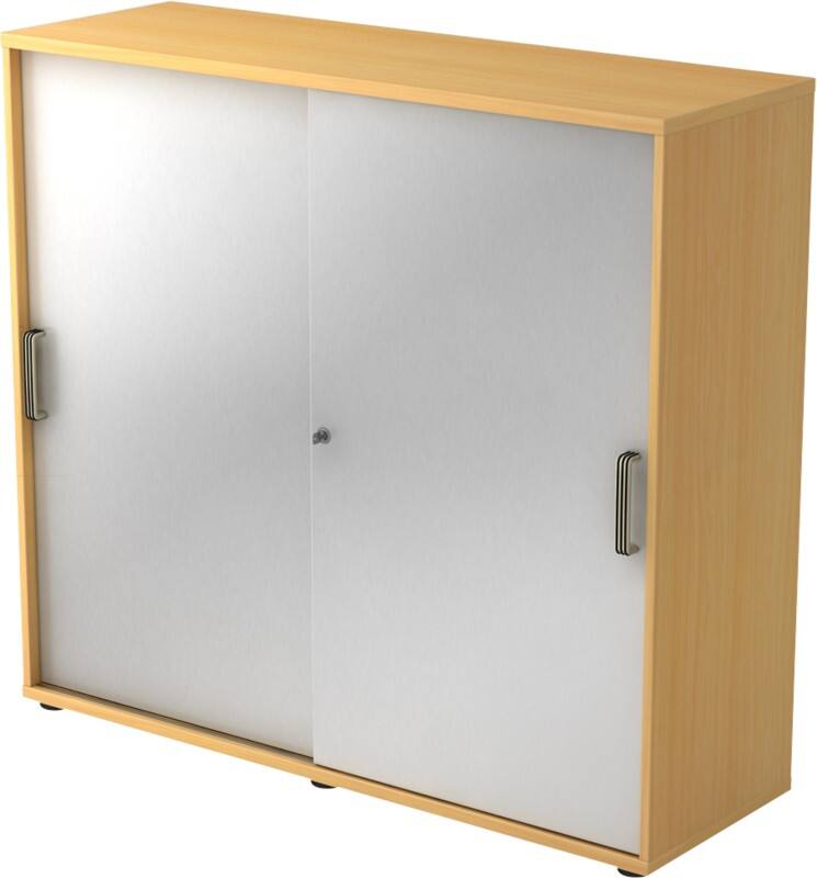 Hammerbacher Schuifdeurkast 2 Planken Afsluitbaar 1.200 x 400 x 1.100 mm Beuken Beuken, zilver