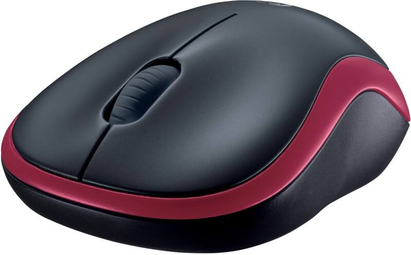Logitech M185 Muis Draadloos Rood, zwart Geschikt voor linkshandigen