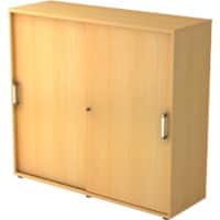 Hammerbacher Schuifdeurkast Spaanplaat 2 Planken Afsluitbaar 1.200 x 400 x 1.100 mm Beuken Bruin