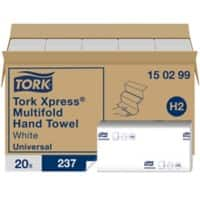 Tork Universal Gerecycled 100% Handdoek H2 M-vouw Wit 2-laags 150299 20 Stuks à 237 Vellen