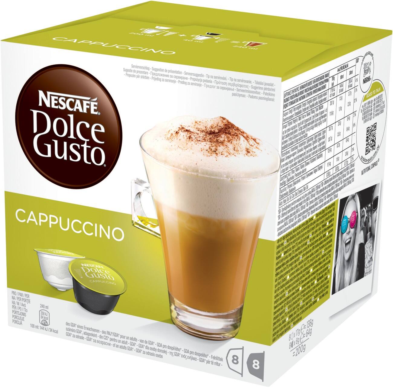 Nescafé Cappuccino Koffiecups 8 Stuks à 25 g