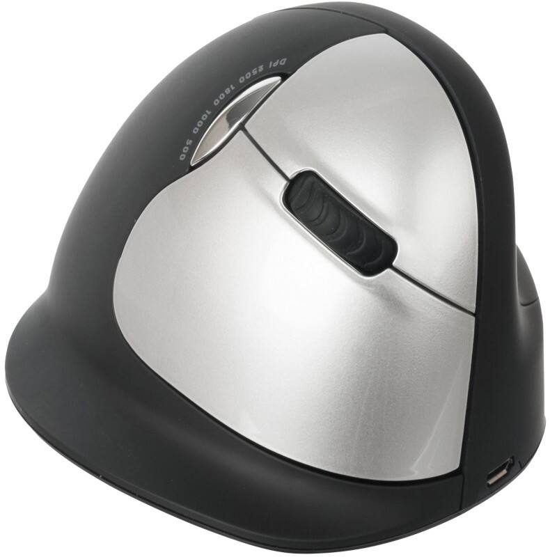 R-Go Tools Draadloze Rechtshandige Verticale Ergonomische Muis HE (groter dan 185mm) Optisch Zwart, zilver