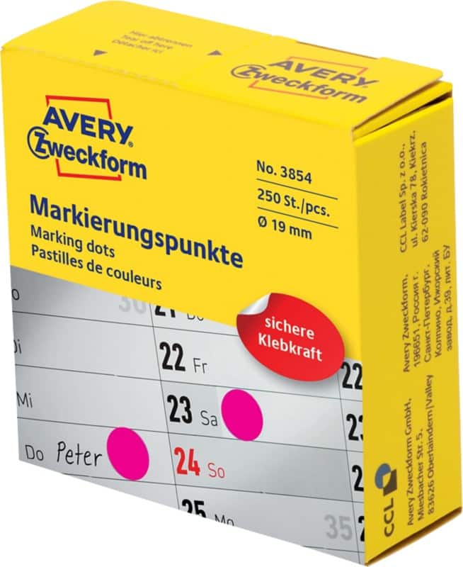 Avery Markeringspunten 3854 Klevend Magenta 250 Stuks