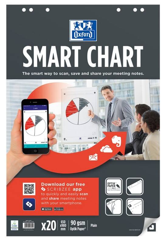 OXFORD Flipoverblok Smart Chart 90 g/m² Blanco 3 Stuks à 20 Vellen