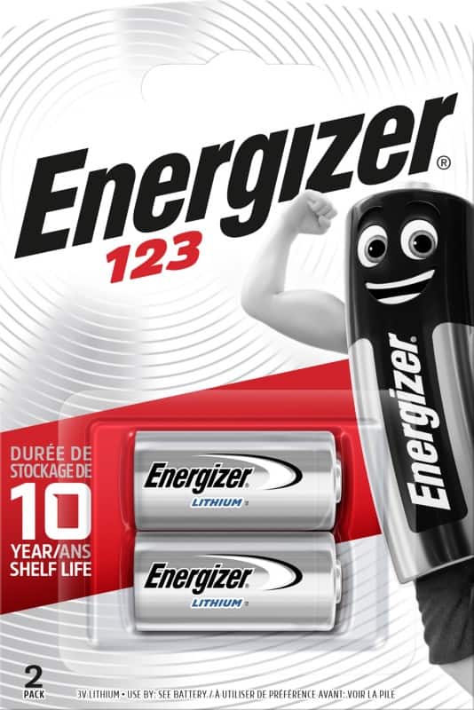 Energizer Batterij Lithium CR123A 1500 mAh Lithium (Li) 3 V 2 Stuks