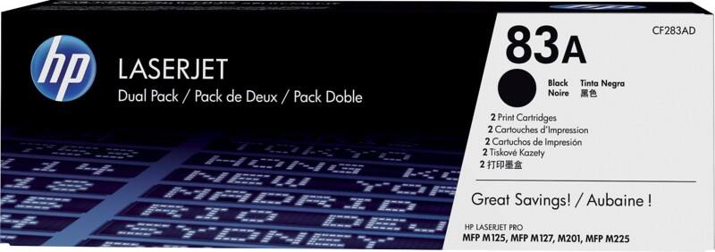 HP 83A originele tonercartridge CF283AD zwart duopak 2 stuks