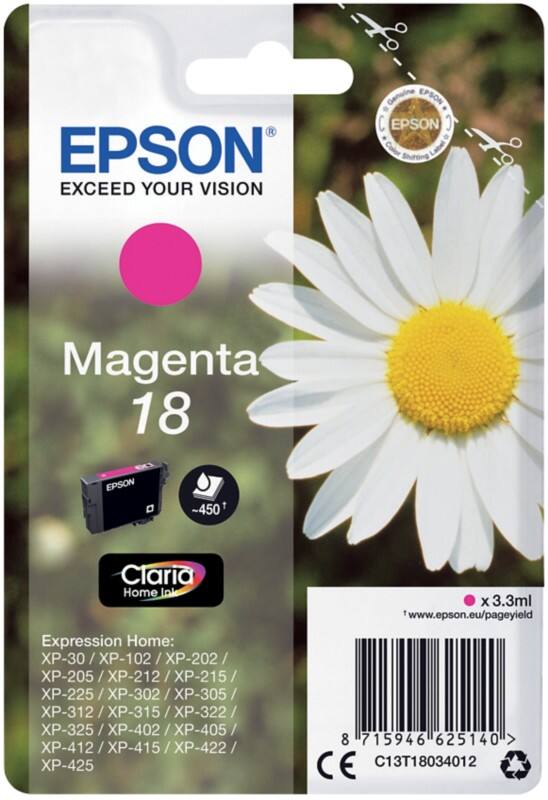 Epson 18 Origineel Inktcartridge C13T18034012 Magenta