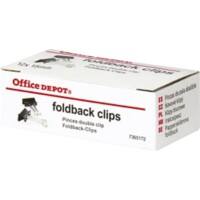 Office Depot Papierklemmen Foldback Clips 15 mm Zwart 40Mn, metaal 12 Stuks
