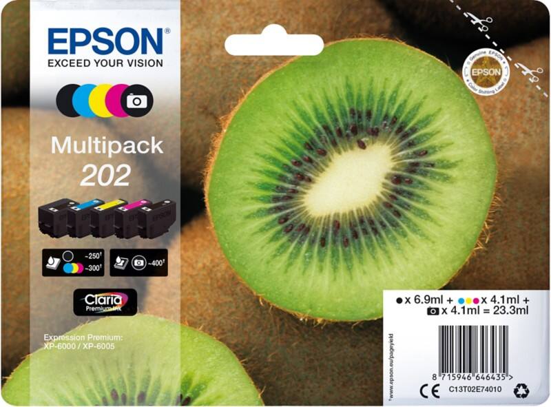 Epson 202 Origineel Inktcartridge C13T02E74010 Zwart, foto zwart, cyaan, magenta, geel Multipack