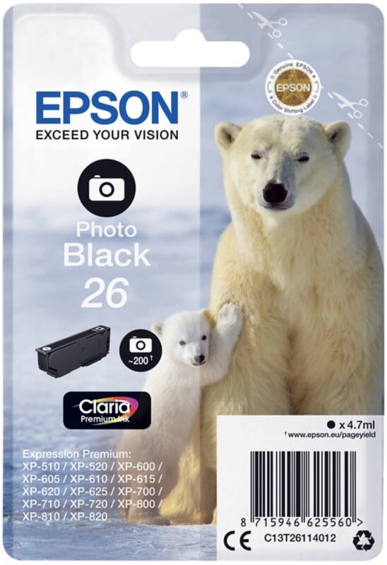 Epson 26 Origineel Inktcartridge C13T26114012 Foto zwart