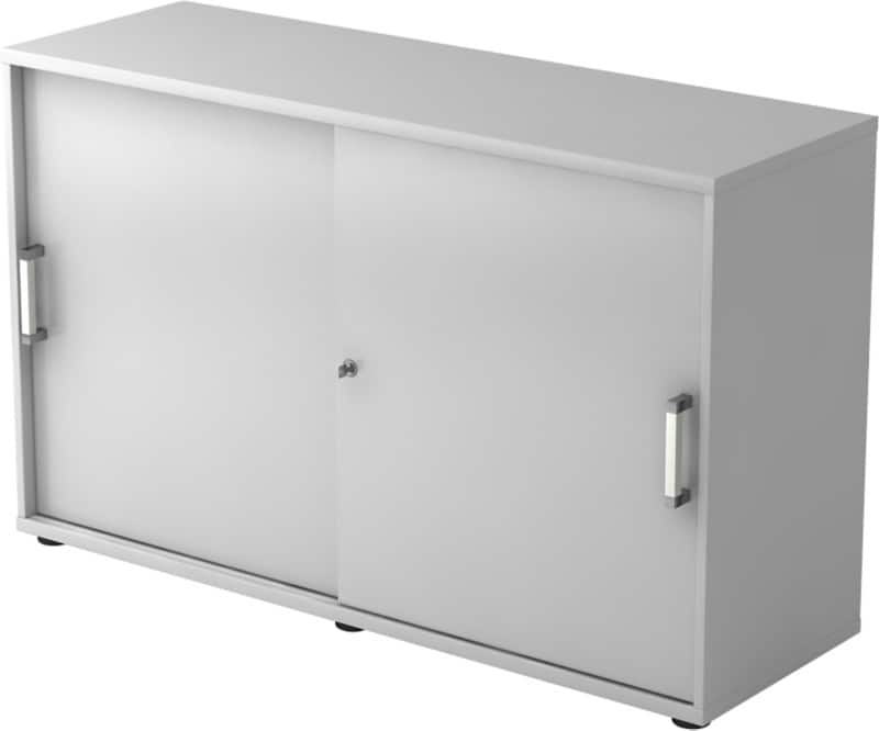 Hammerbacher Schuifdeurkast Spaanplaat 1 Plank Afsluitbaar 1.200 x 400 x 748 mm Grijs