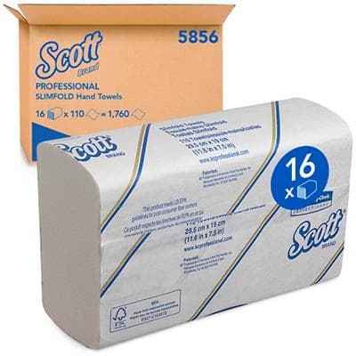 Scott SLIMFOLD Handdoeken Z-vouw Wit 1-laags 5856 16 Rollen à 110 Vellen